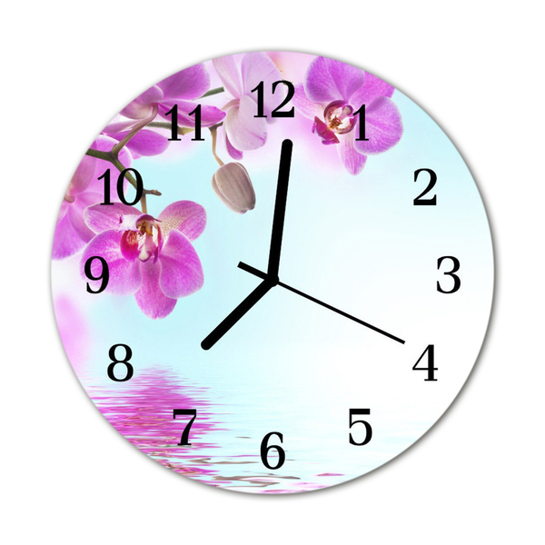 Horloge murale en verre Orchidée