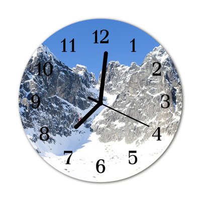 Horloge murale en verre Montagnes d'hiver