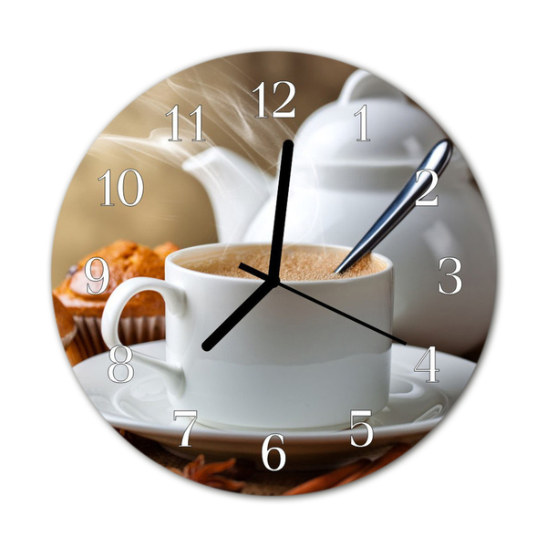 Horloge murale en verre Tasse