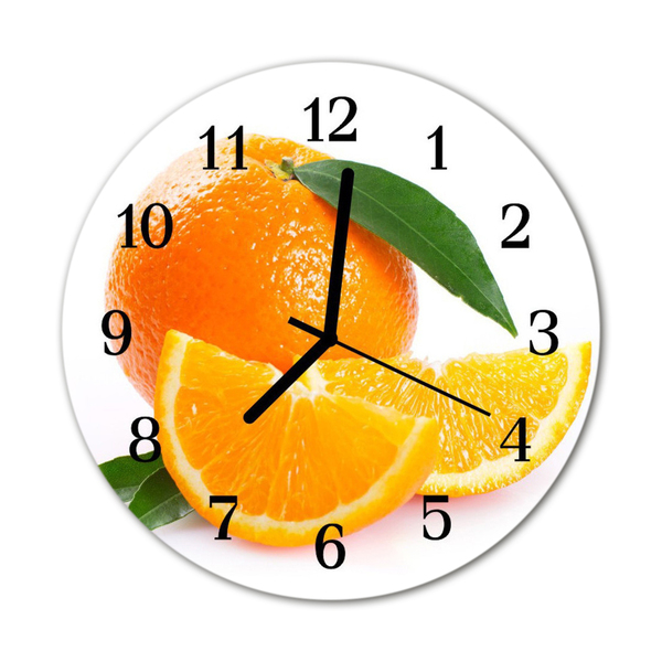 Horloge murale en verre Oranges