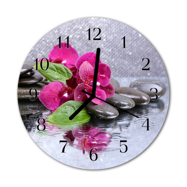 Horloge murale en verre Orchidée