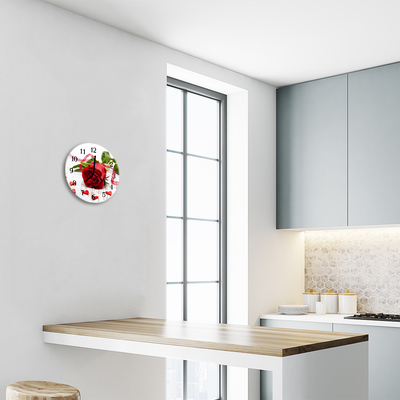 Horloge murale en verre Rose