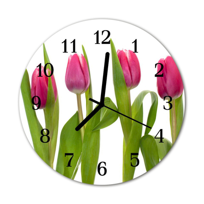 Horloge murale en verre Tulipes