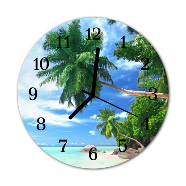 Horloge murale en verre Palmiers