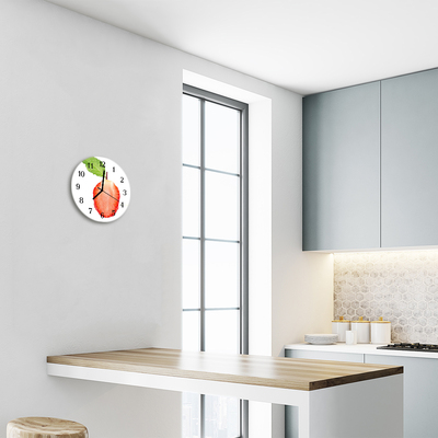 Horloge murale en verre Fraise