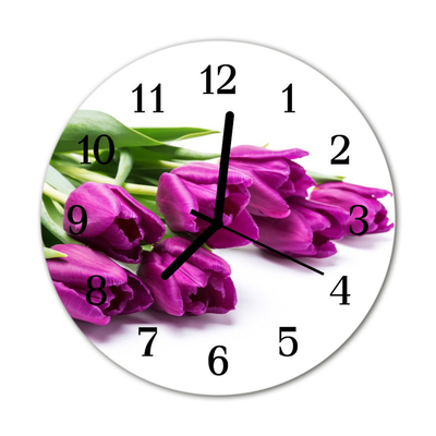 Horloge murale en verre Tulipes