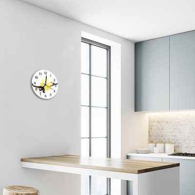 Horloge murale en verre Orchidée vanille