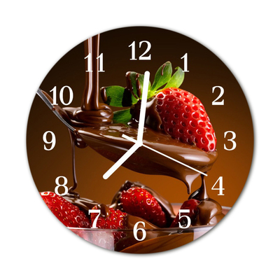 Horloge murale en verre Fraises au chocolat