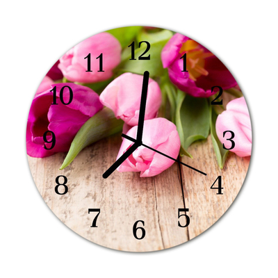 Horloge murale en verre Tulipes