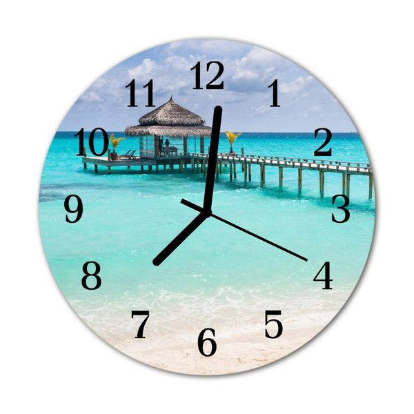 Horloge murale en verre Plage