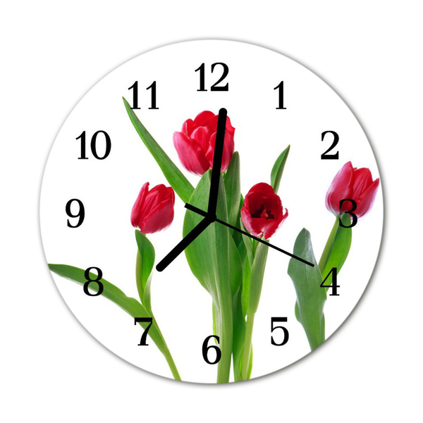 Horloge murale en verre Tulipes