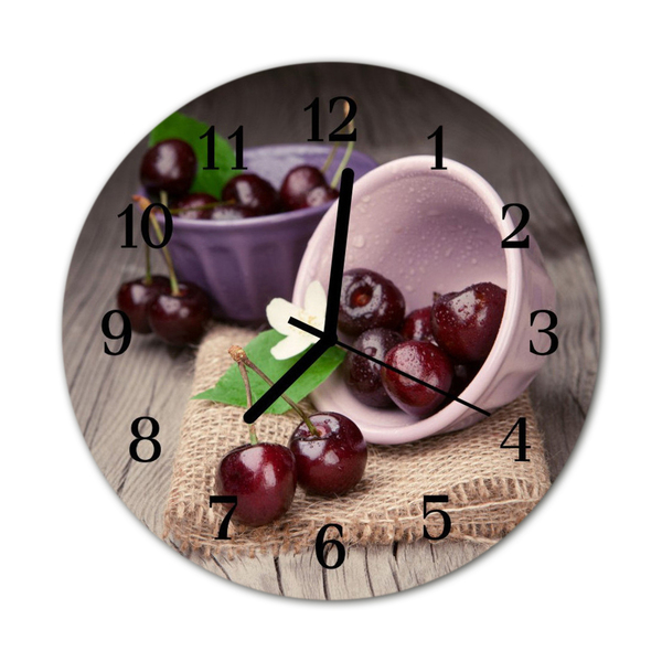 Horloge murale en verre Cerises