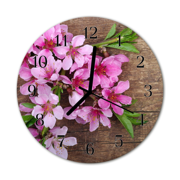 Horloge murale en verre Fleurs