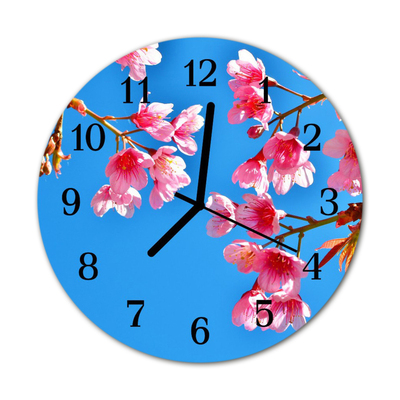 Horloge murale en verre Fleurs