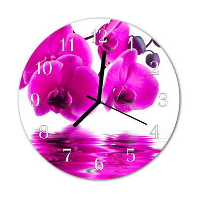 Horloge murale en verre Orchidée