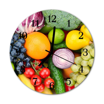 Horloge murale en verre Fruits légumes