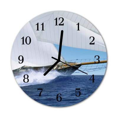 Horloge murale en verre Bateau à voile