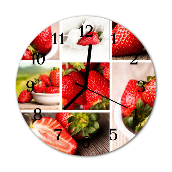 Horloge murale en verre Fraises