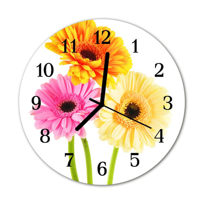 Horloge murale en verre Fleurs