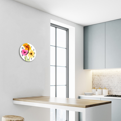 Horloge murale en verre Fleurs