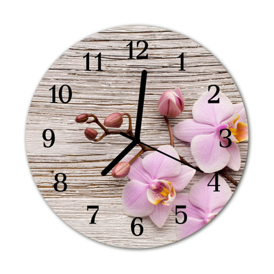 Horloge murale en verre Orchidée