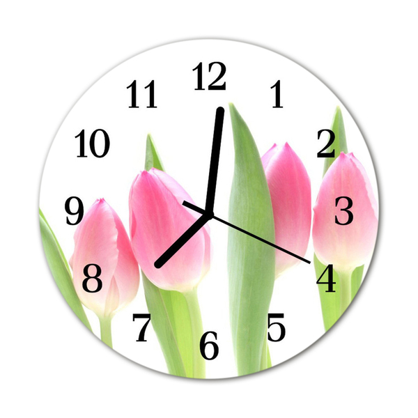 Horloge murale en verre Tulipes