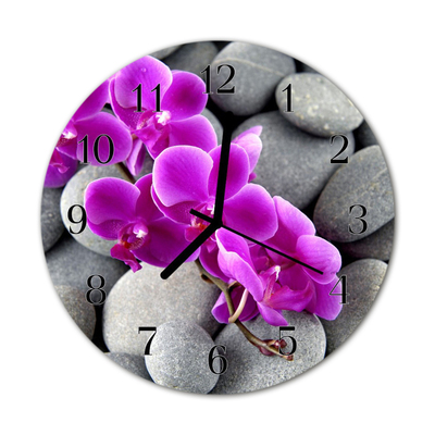 Horloge murale en verre Pierres d'orchidées