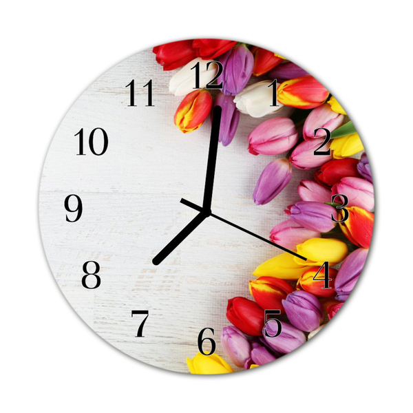 Horloge murale en verre Tulipes