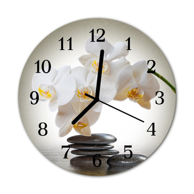 Horloge murale en verre Orchidée