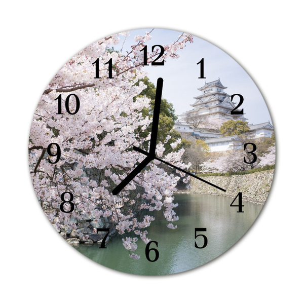 Horloge murale en verre Cerisiers