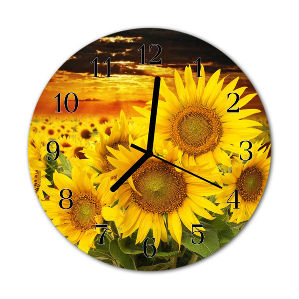 Horloge murale en verre Tournesol