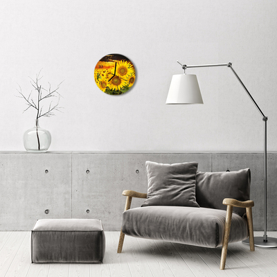 Horloge murale en verre Tournesol