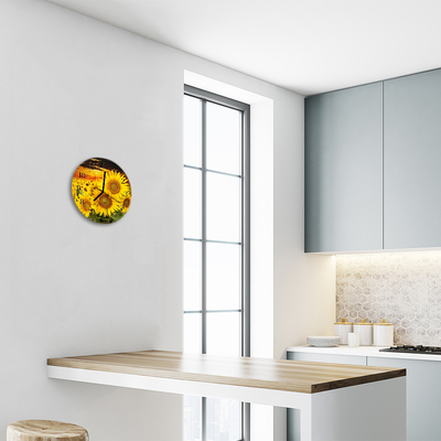 Horloge murale en verre Tournesol