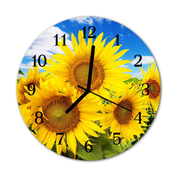 Horloge murale en verre Tournesol