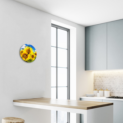 Horloge murale en verre Tournesol