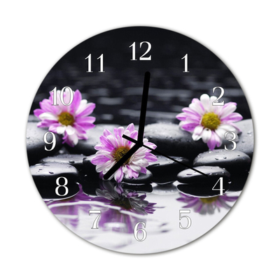 Horloge murale en verre Fleurs