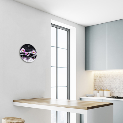 Horloge murale en verre Fleurs