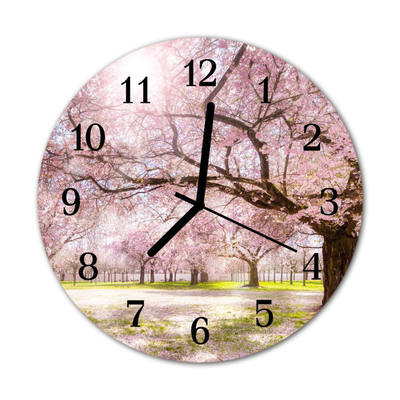 Horloge murale en verre Cerisiers