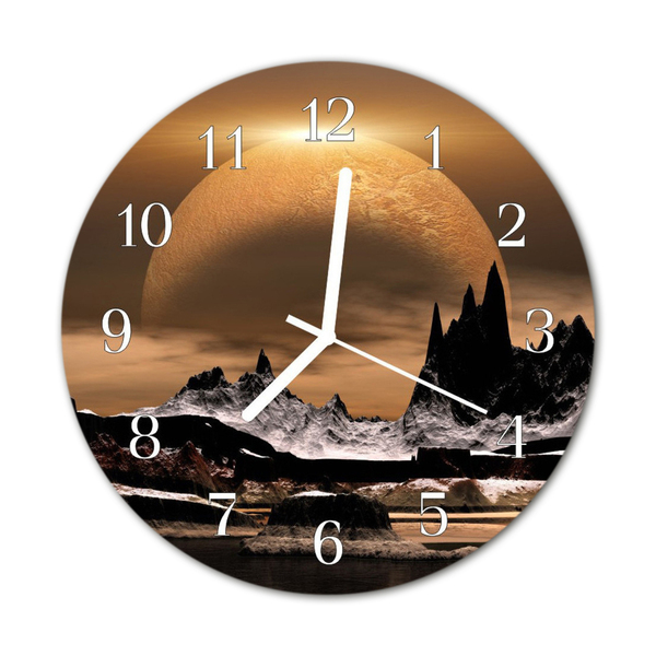 Horloge murale en verre Montagnes