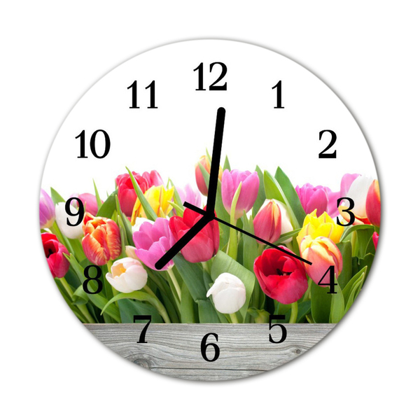 Horloge murale en verre Tulipes