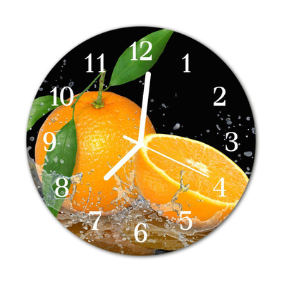 Horloge murale en verre Oranges