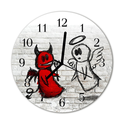 Horloge murale en verre Ange diable