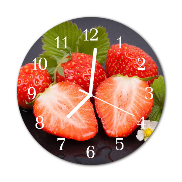 Horloge murale en verre Fraises