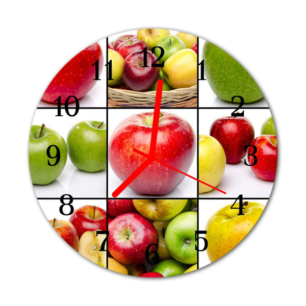 Horloge murale en verre Pommes