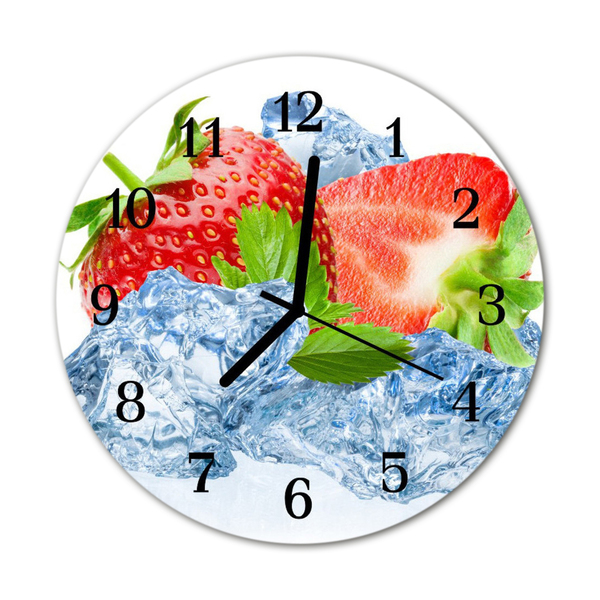 Horloge murale en verre Crème glacée aux fraises