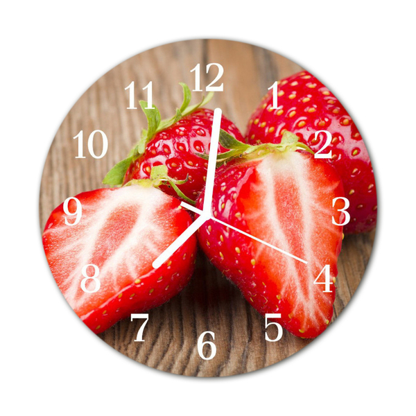 Horloge murale en verre Fraises