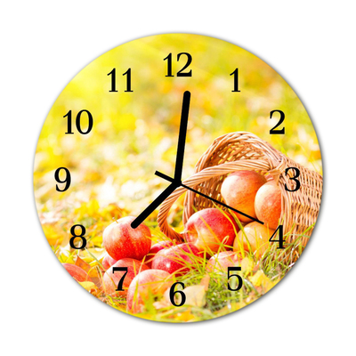 Horloge murale en verre Pommes