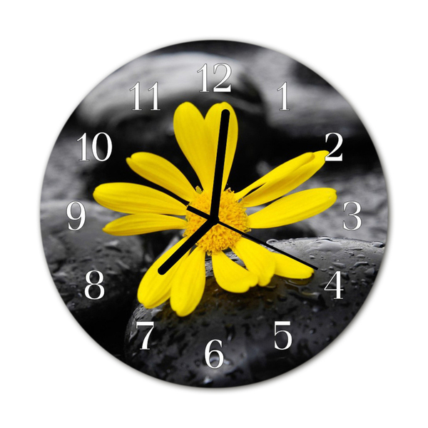 Horloge murale en verre Fleur