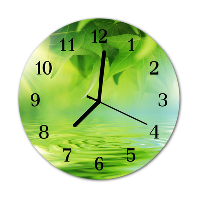 Horloge murale en verre Feuilles