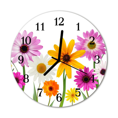 Horloge murale en verre Fleurs